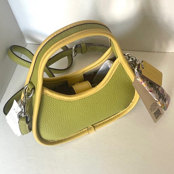 Coach Mini Ergo Bag Coachtopia CO662 Leather 90s Crossbody Lime Green Sunflower - Picture 6 of 13